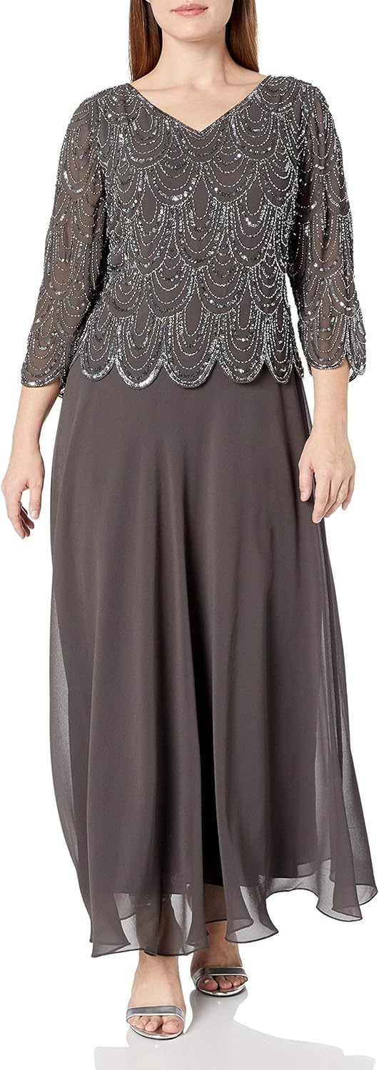 J Kara Womens Plus Size 34 Sleeve with Scallop Kuwait | Ubuy