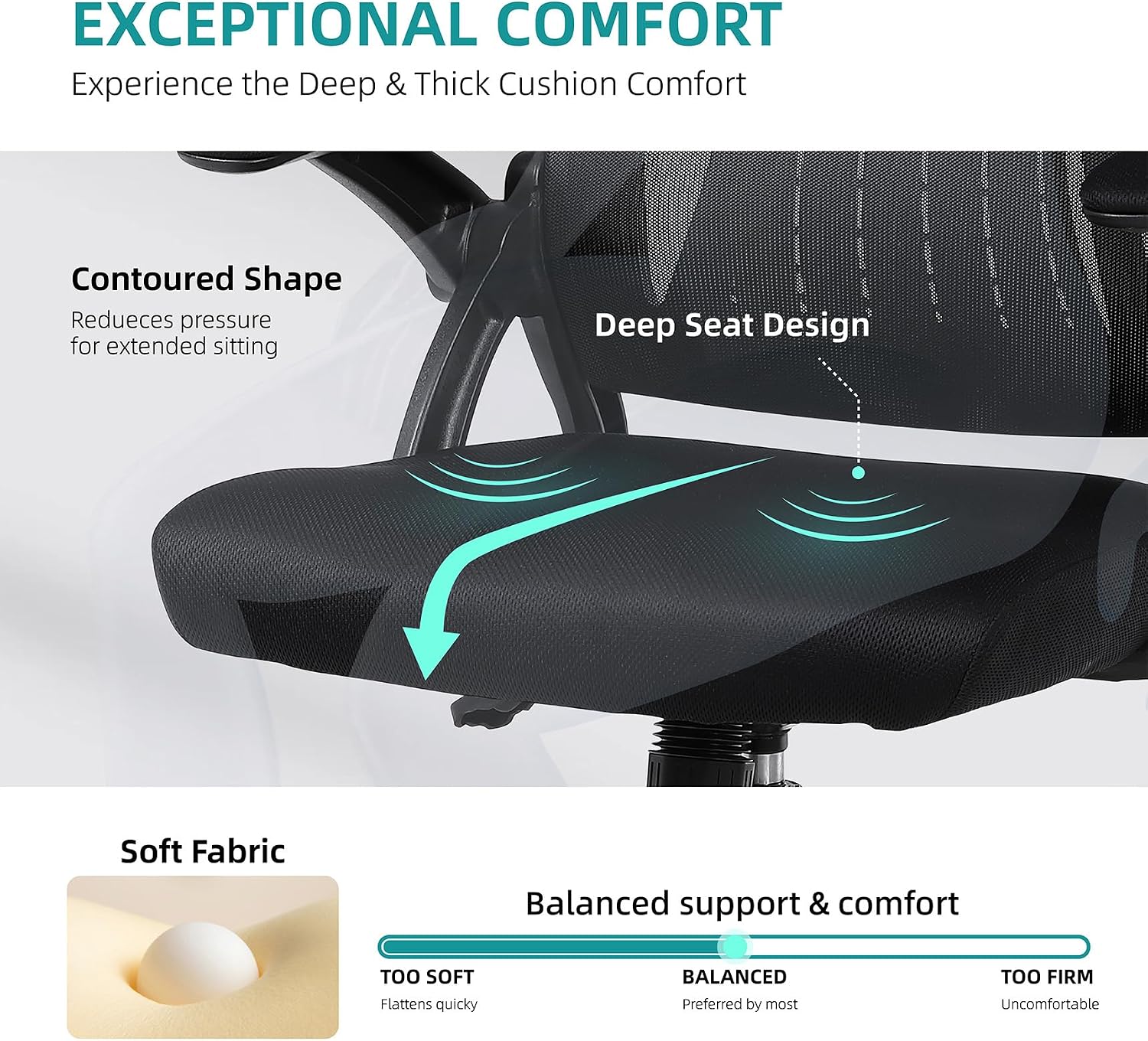 Office Chair Ergonomic Home Mesh Comfy Desk Chair Lumbar Support
