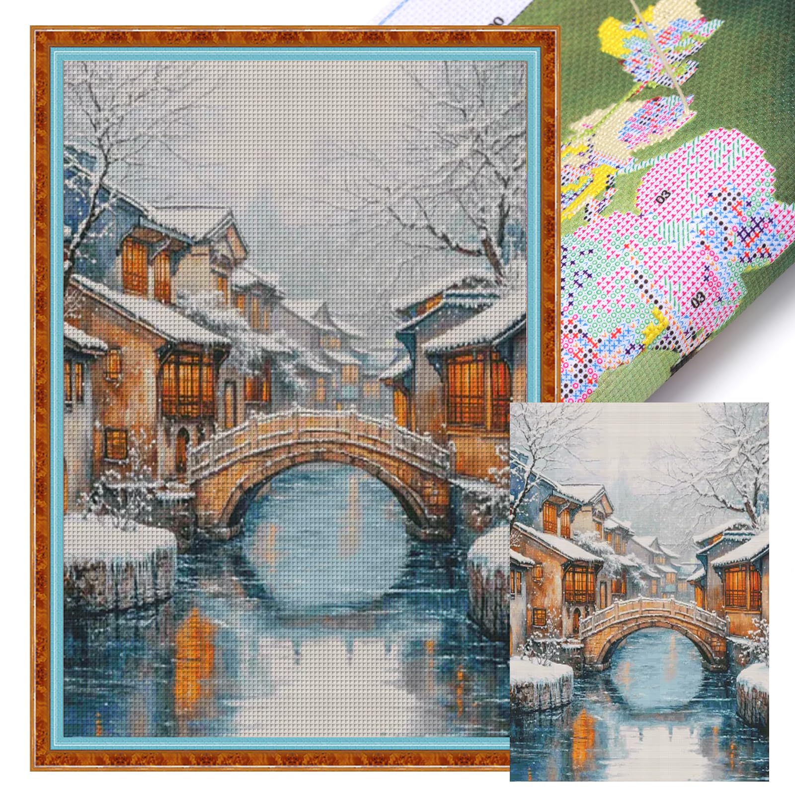 Kexpery 4 Seasons Full 14CT Cross Stitch Embroidery Kit Large Format Numbers 70x95cm for Beginners and Adults Home Wall Decor