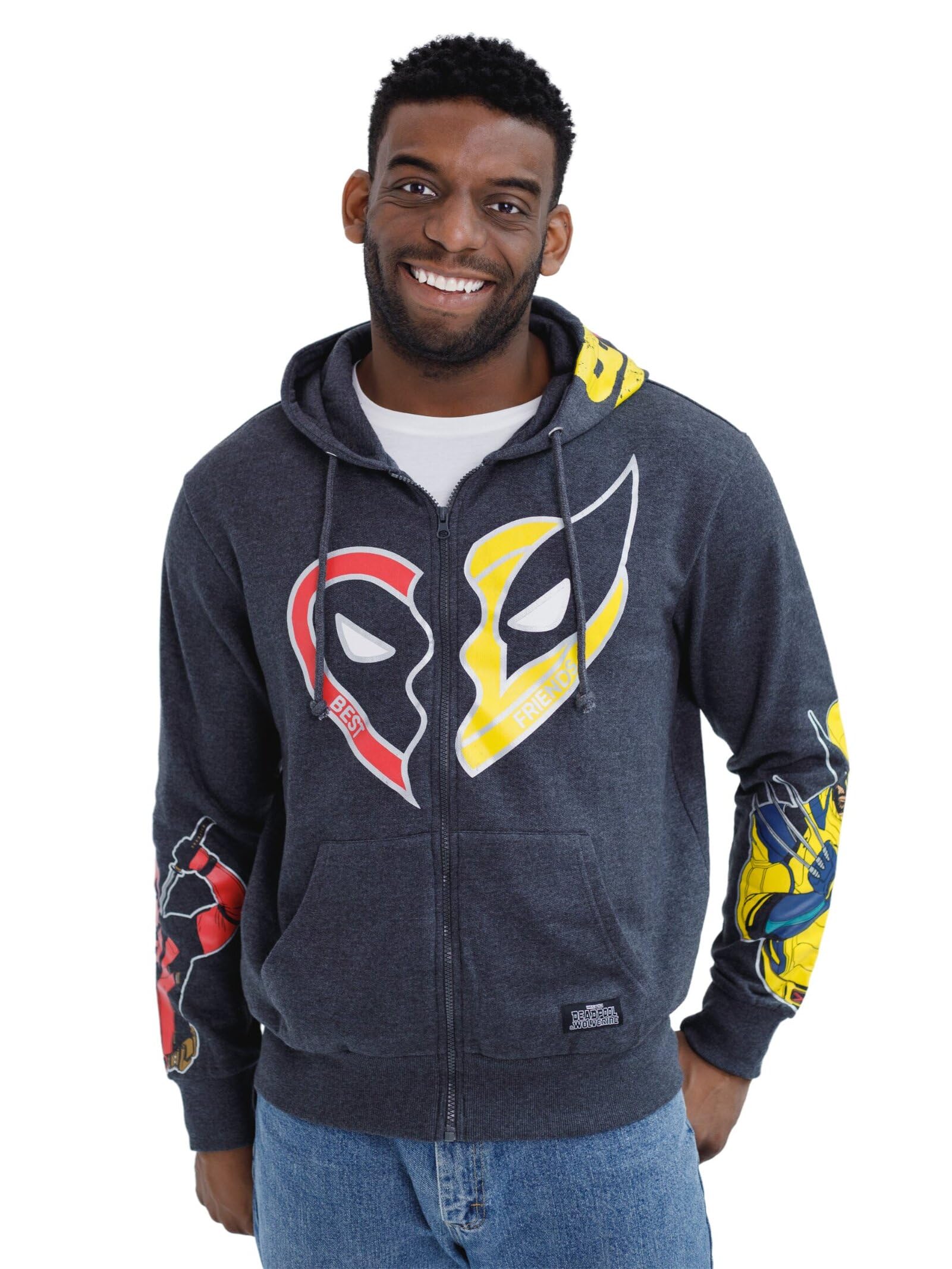 Marvel Deadpool and Wolverine - Sudadera con capucha y cremallera para adultos, tallas XS - 2XL