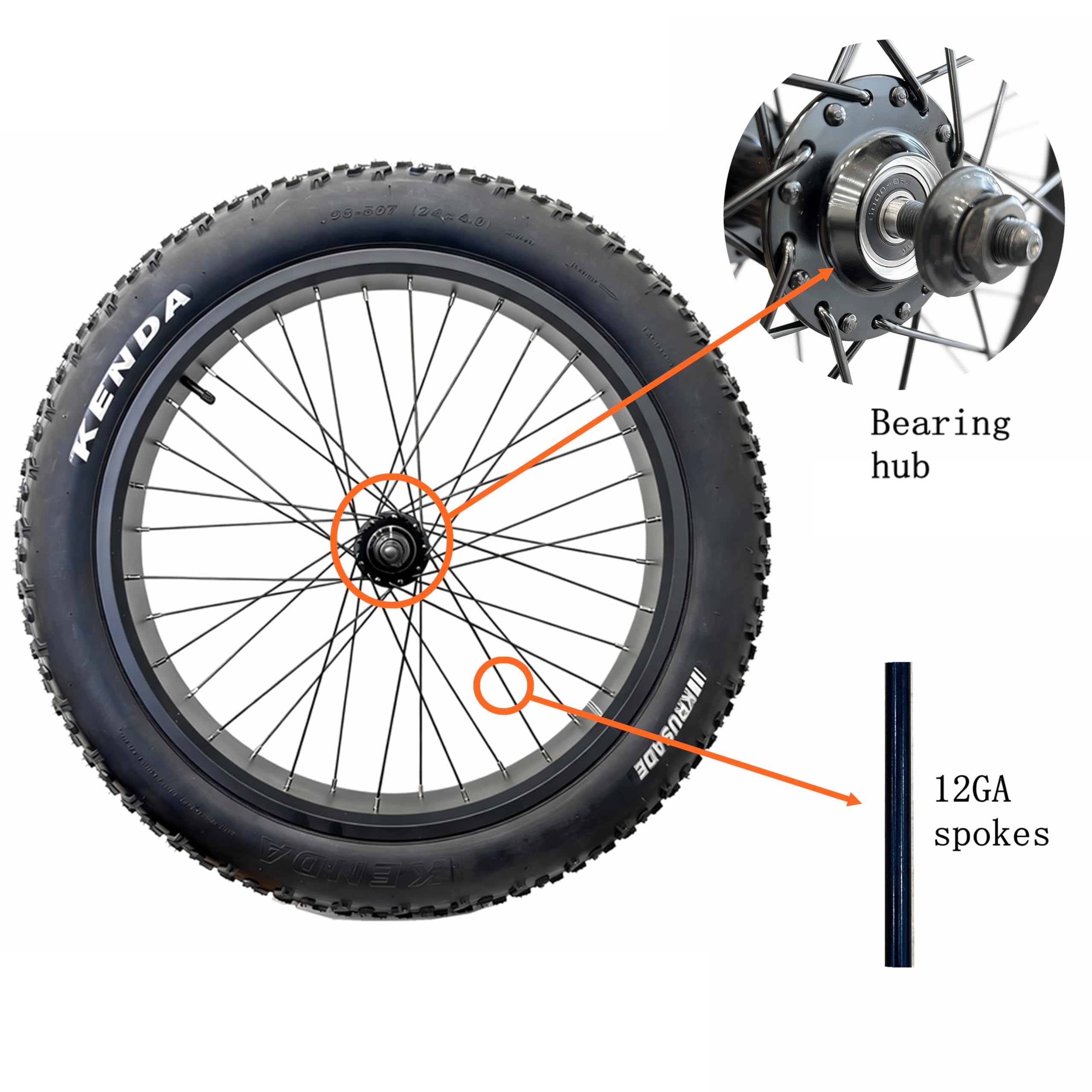 Amazon | Fat Bike フロントホイール 20インチ x 4.0 アセンブリ