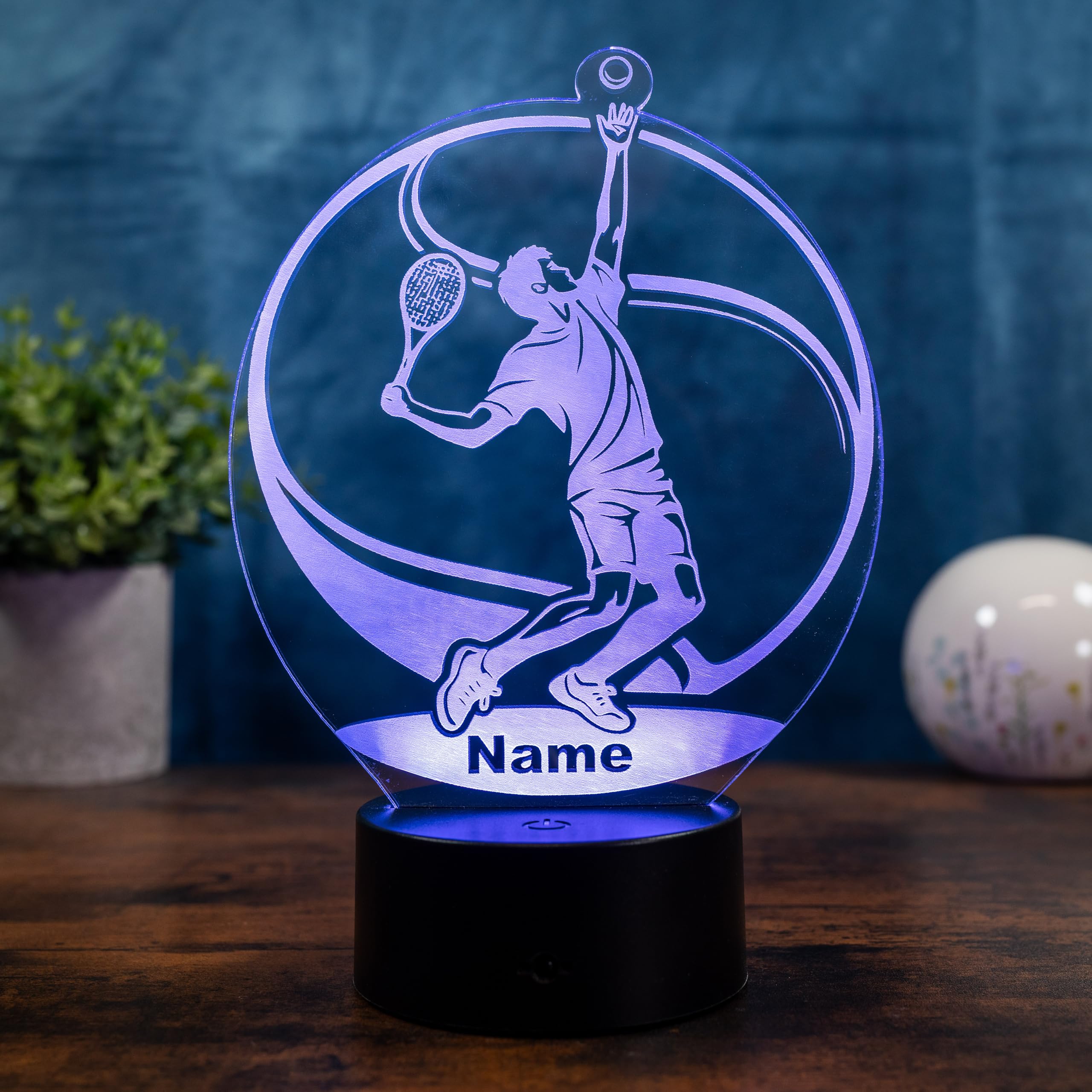 Personalisierte Tennis Lampe – Tennis Spieler Geschenk mit Name, LED Nachtlicht Tennis, Sport Geschenk Tennisspieler, Kinder & Erwachsene Deko Licht