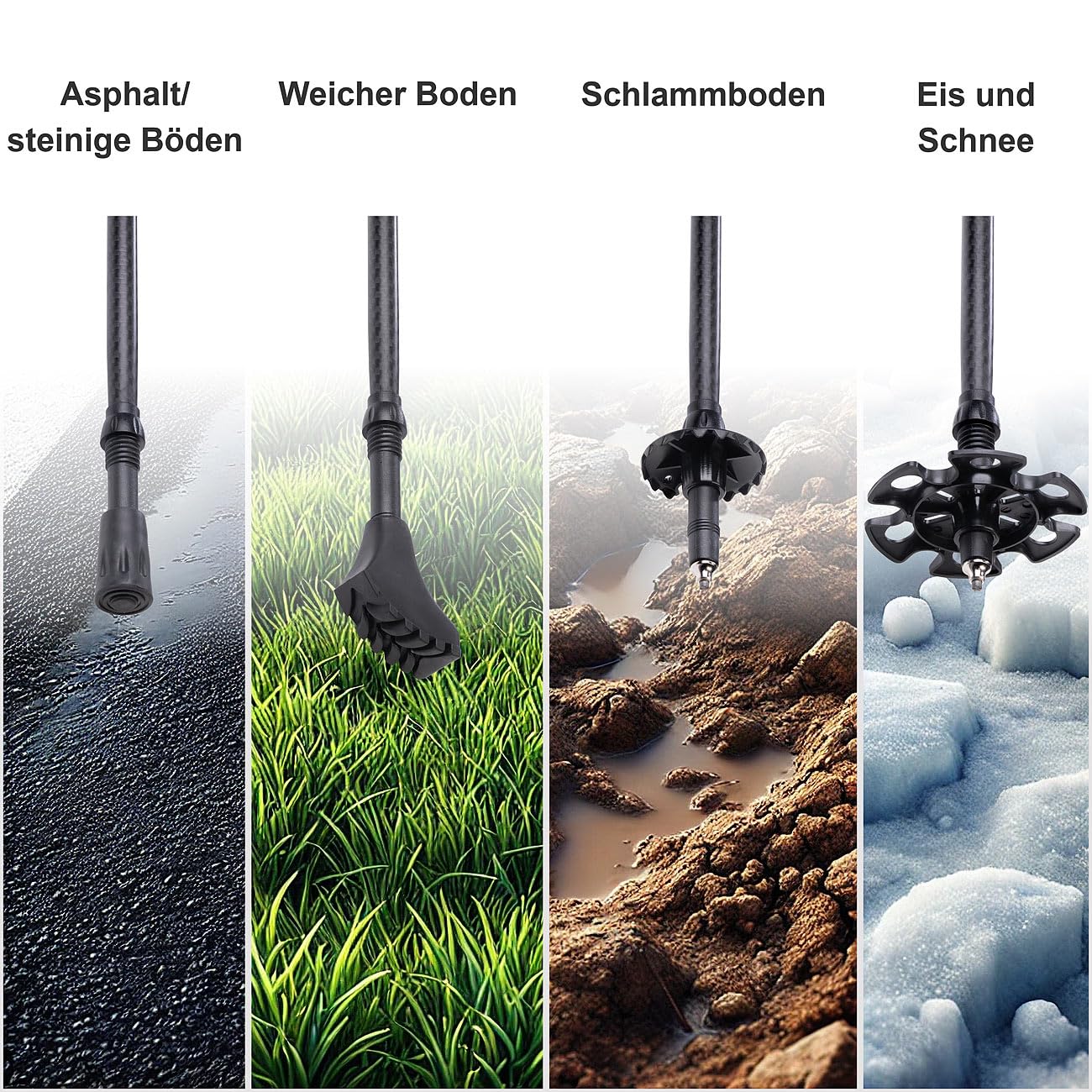 Speeron bastoni da trekking antishock: Bastoni da trekking telescopici, Carbon con impugnatura in sughero, regolabile in altezza (bastone telescopico, bastone nordic walking con ammortizzatore)