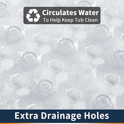 Miniatura 3 de Yimobra Tapete para bañera antideslizante, 27.5 x 15.5 pulgadas, lavable a máquina, suave para los pies, tapete de baño con agujeros de drenaje y