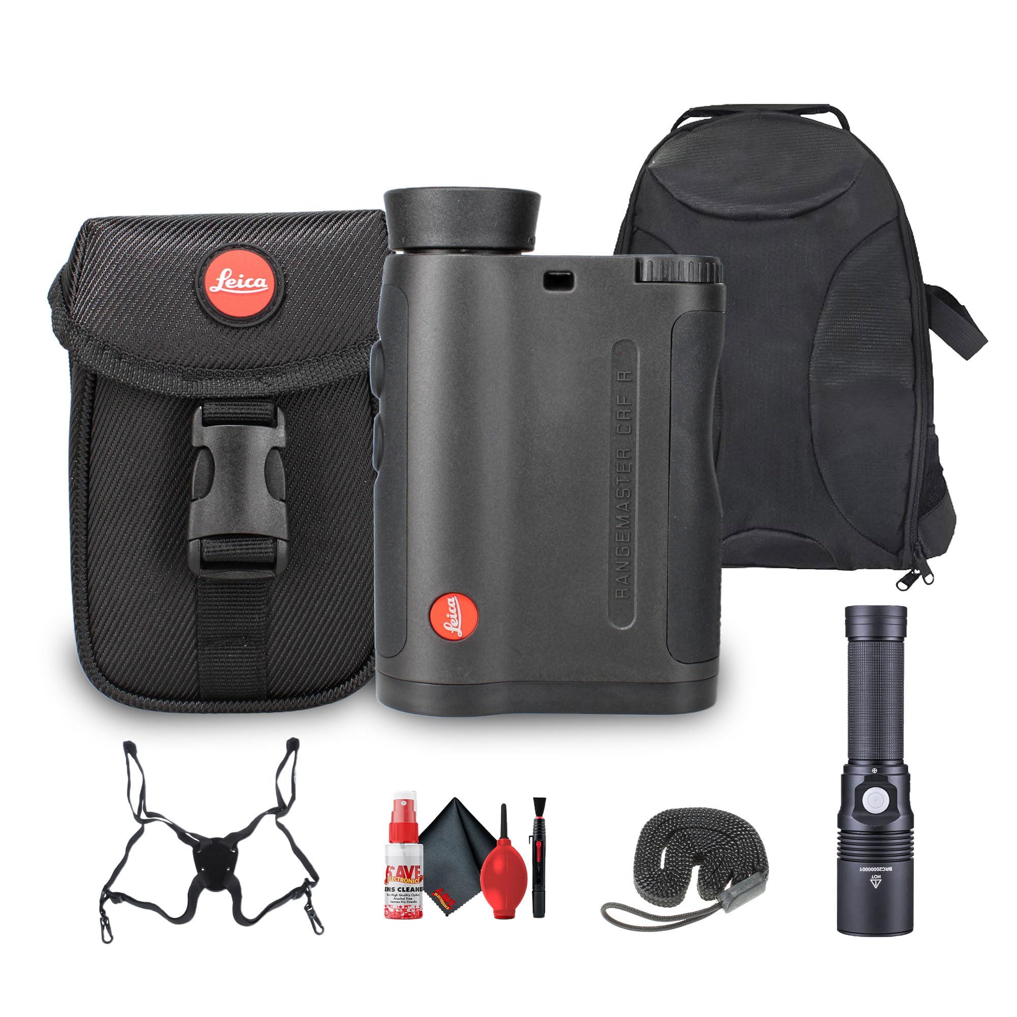 Leica 7x24 Rangemaster CRF-R Durable Compact Lightweight Weather-Resistant Laser Rangefinder (40504) + Cleaning Kit + Lens Pouch + Cap Keeper