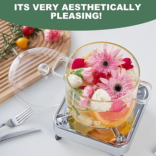 Miniatura 4 de Olla de vidrio transparente de 64 oz64.2 fl oz para cocinar en la estufa con tapa, juego de utensilios de cocina de vidrio para fideos de pasta,