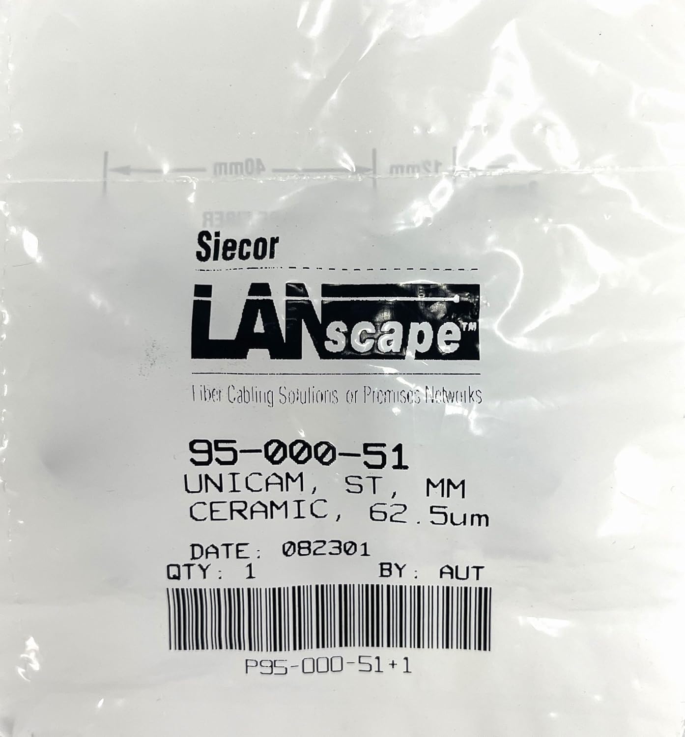 Corning Unicam ST OM1 Multimode 62.5 High Performance Pretium Fiber Optic Connector, Ceramic Ferrule, Box of 25 95-000-51