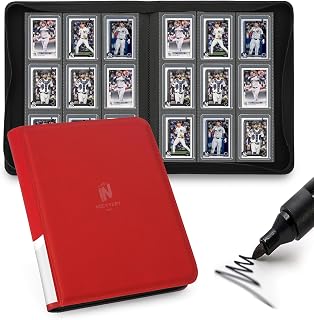 Toploader Binder,9 Pocket with 324 Card Slots for 3" x 4" Rigid Cards,PU Card Album for Trading Cards & Sports Cards(Red)