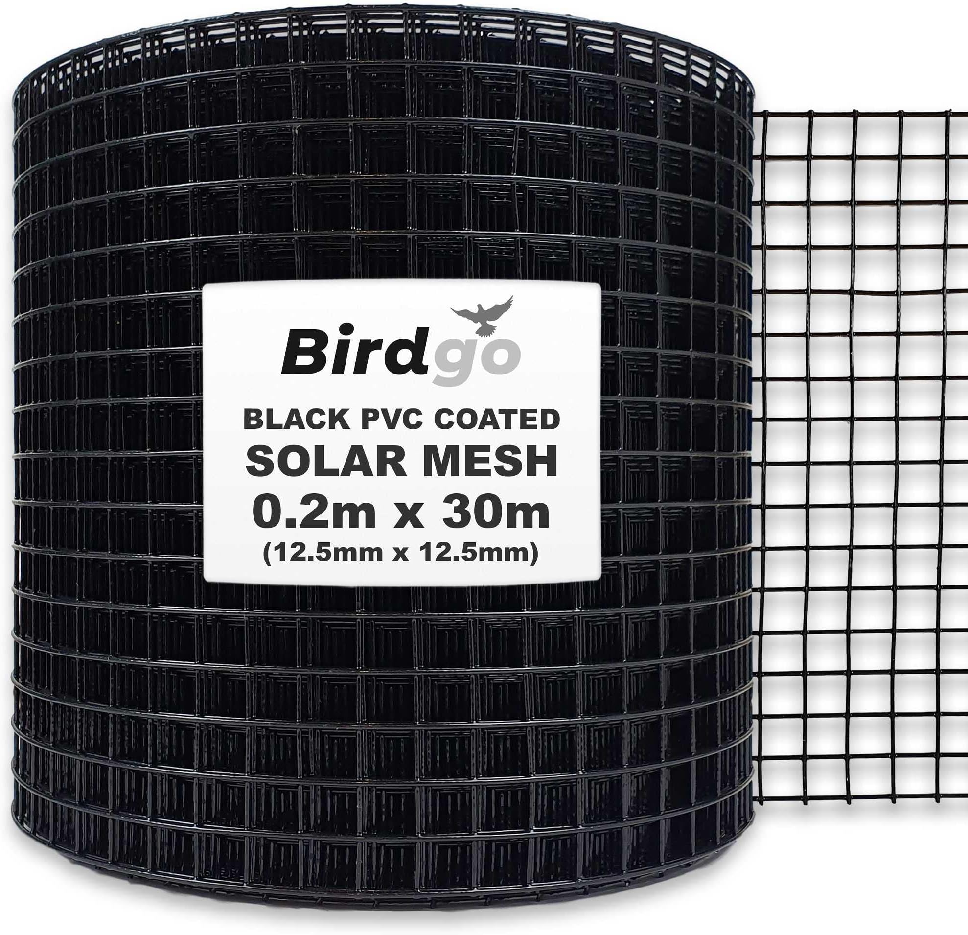 30m Black PVC Coated Solar Proofing Bird Mesh - Prevention Control Barrier to Stop Pigeons Nesting Under Roof Solar Panels…