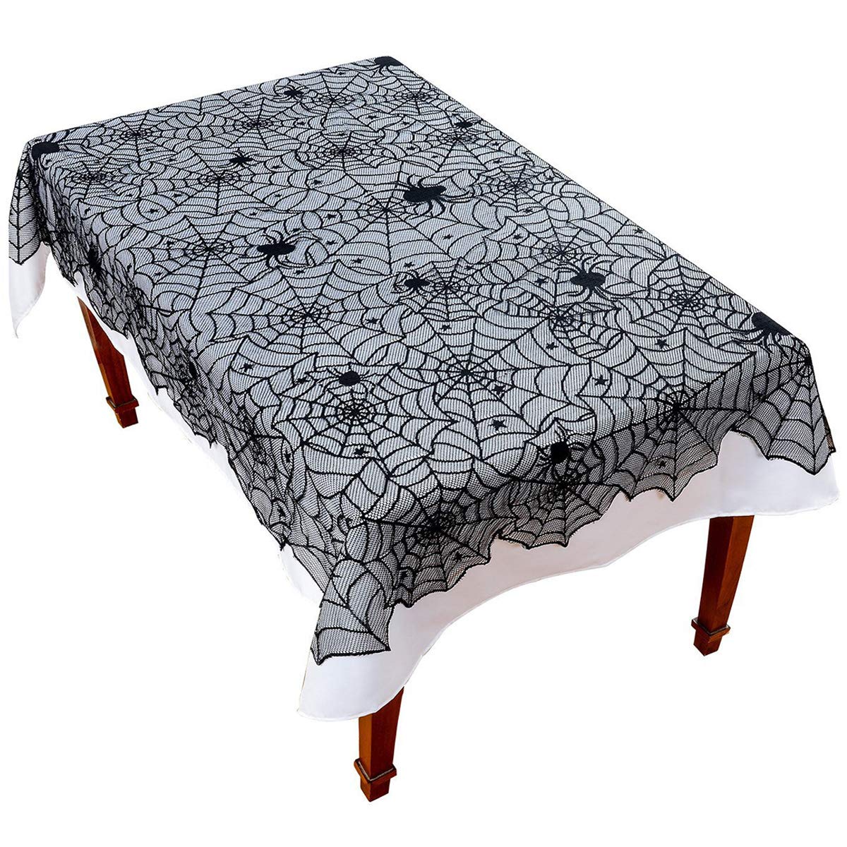 Nappe Halloween Toile D'araignée Noire - 152x213 Cm, Polyester, Décoration Gothique Effrayante - 8
