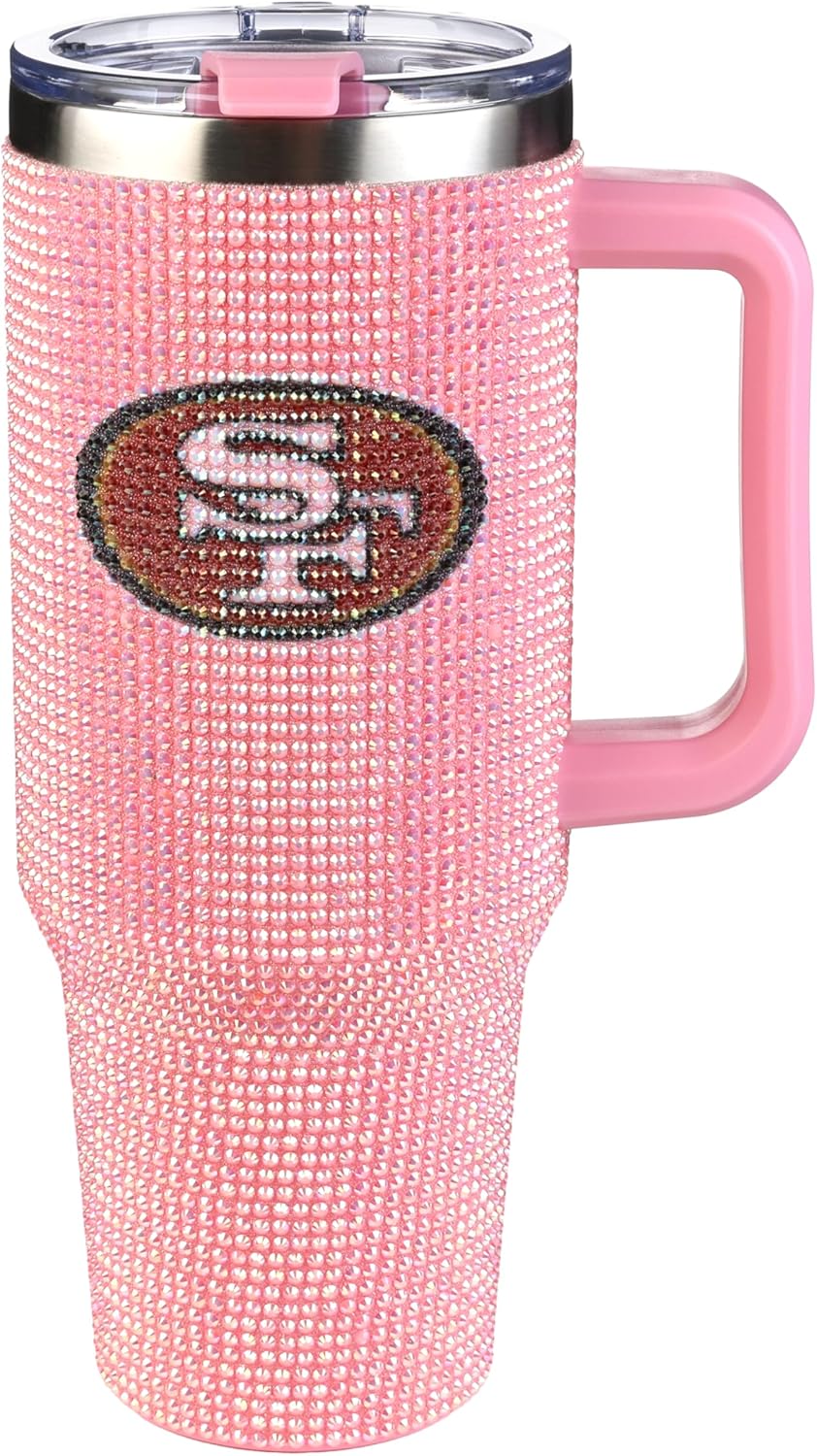 The Memory Company Officially Licensed NFL Game Day Tumbler - 40oz Stainless Steel Double-Wall Insulated Team Color Bling Cup with Team Logo, NFL Licensed Sports Travel Mug with Lid & Straw
