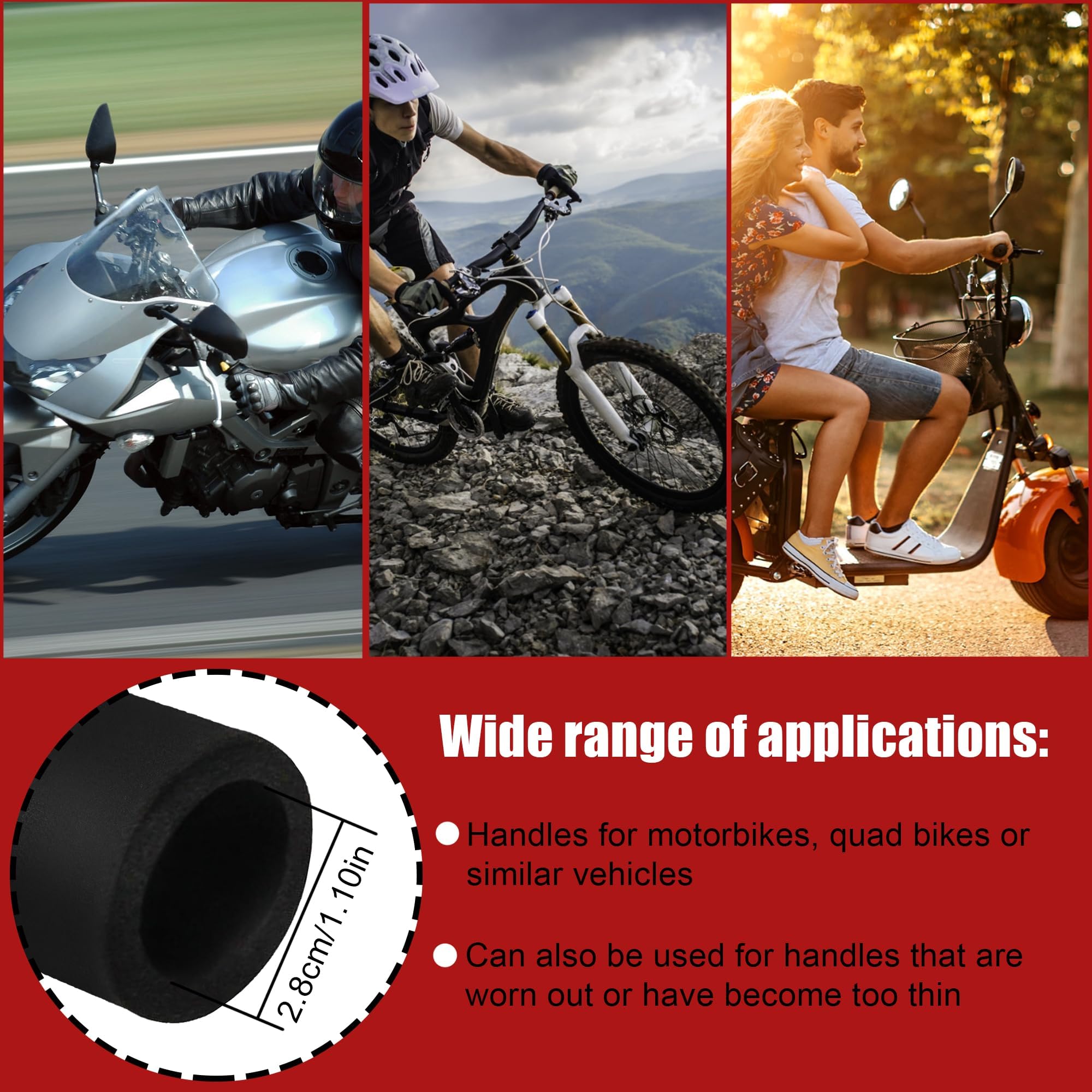 Manopole Antivibrazioni In Schiuma Per Moto - Adatte A Manopole Standard E Riscaldate, Facili Da Installare, Comfort Migliorato - Foto 3