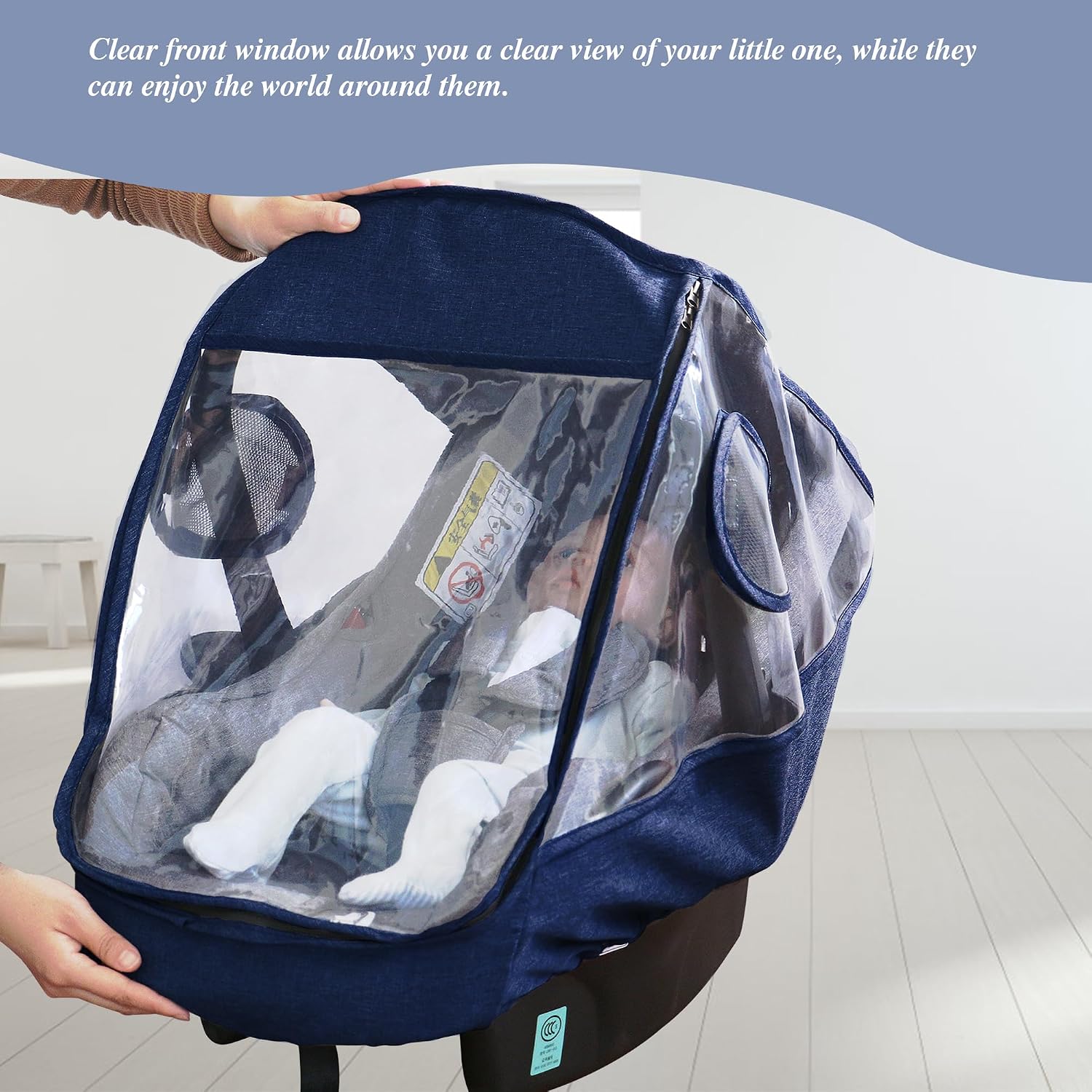 Miracle Baby Car Seat Rain Cover, Universal Infant Car Seat Weather Shield with Storage Bag,Waterproof Baby Car Seat Cover with Breathable Ventilation, Baby Travel Accessories (Navy Blue)
