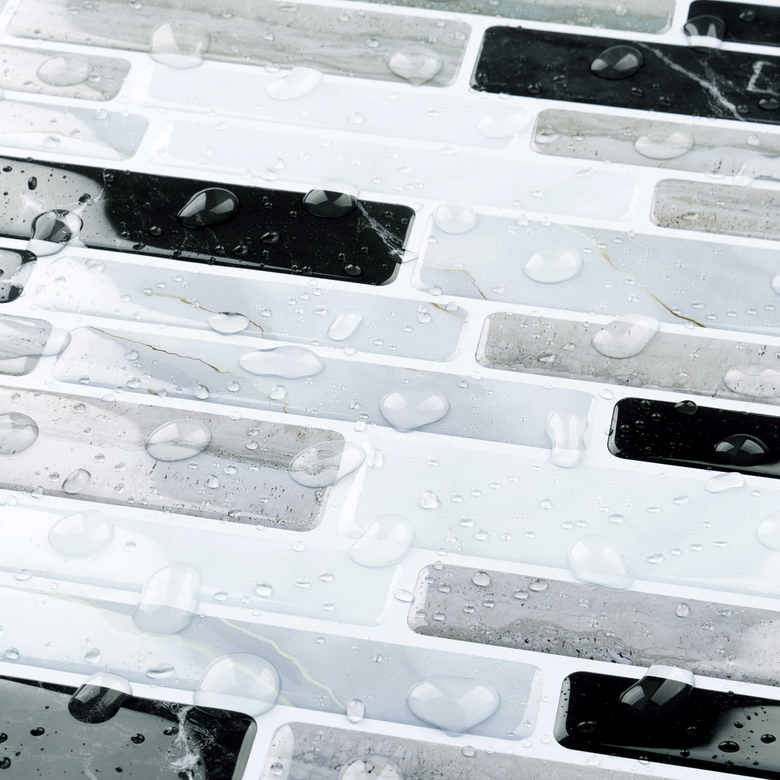 Piastrelle Adesive PVC Effetto Marmo Bianco 30x60cm - Rivestimento Impermeabile Per Bagno E Cucina - Foto 3