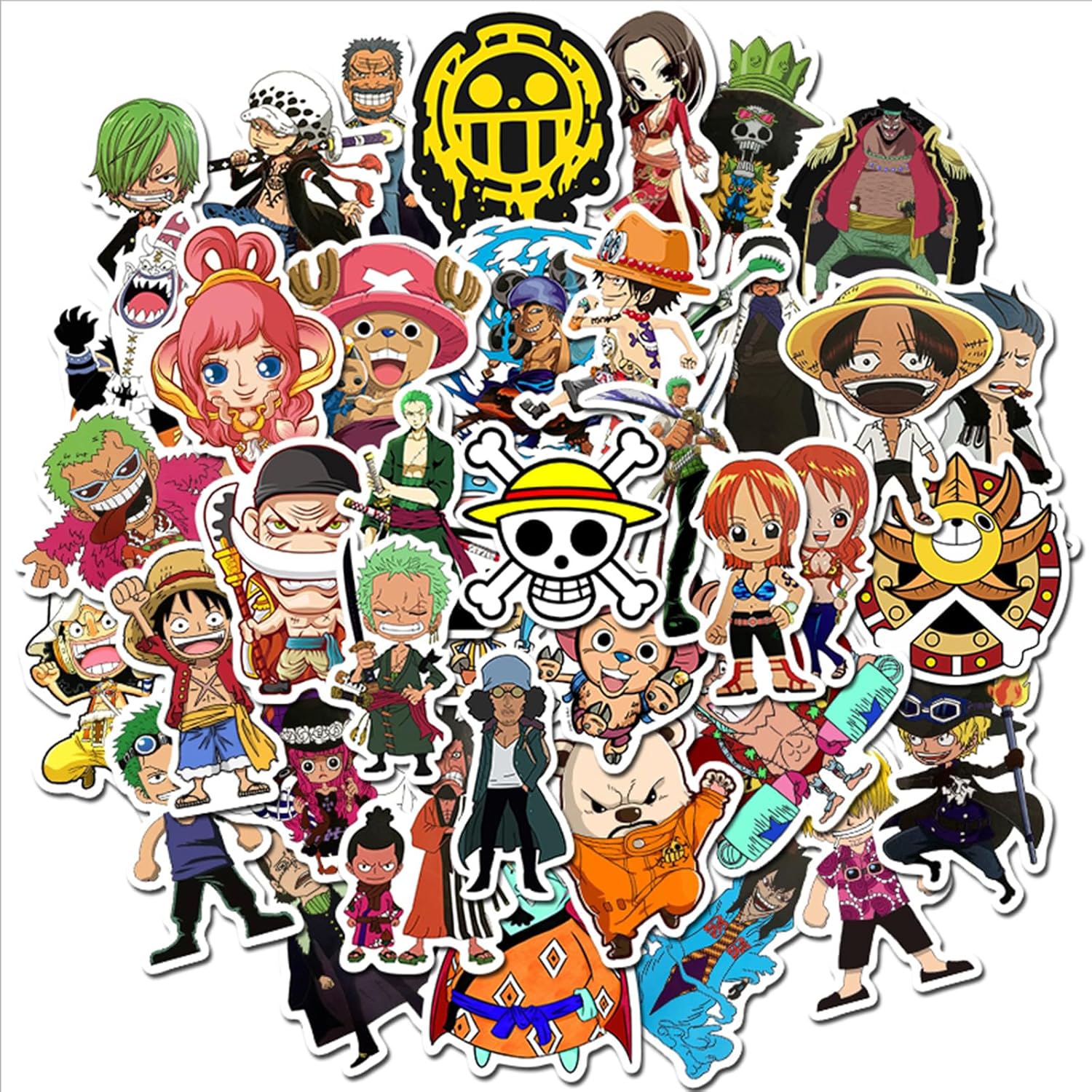 50Pcs One Anime Piece Sticker for Kids, Cute Cartoon Waterproof Vinyl Stickers for Adult Teen Girl Student Water Bottle Laptop Phone Computer Guitar Notebook Skateboard Travel Case Scrapbook Helmet