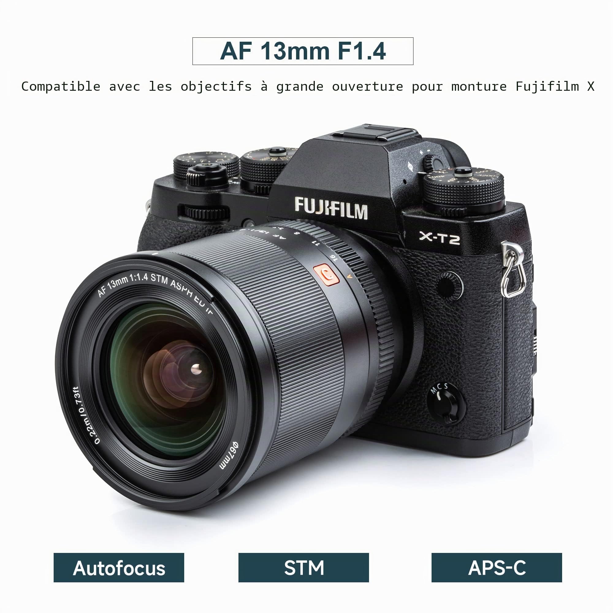 VILTROX 13mm f/1.4 F1.4 XF Objectif AF Ultra Grand Angle APS-C Objectif pour Appareil Photo Fujifilm X-Mount X-Pro2 X-Pro3 X-E3 X-E4 X-A10 X-A3 X-A5 X-A7 X -S10 X-T20 X-T3 X-T4 X-T1 X-E2S