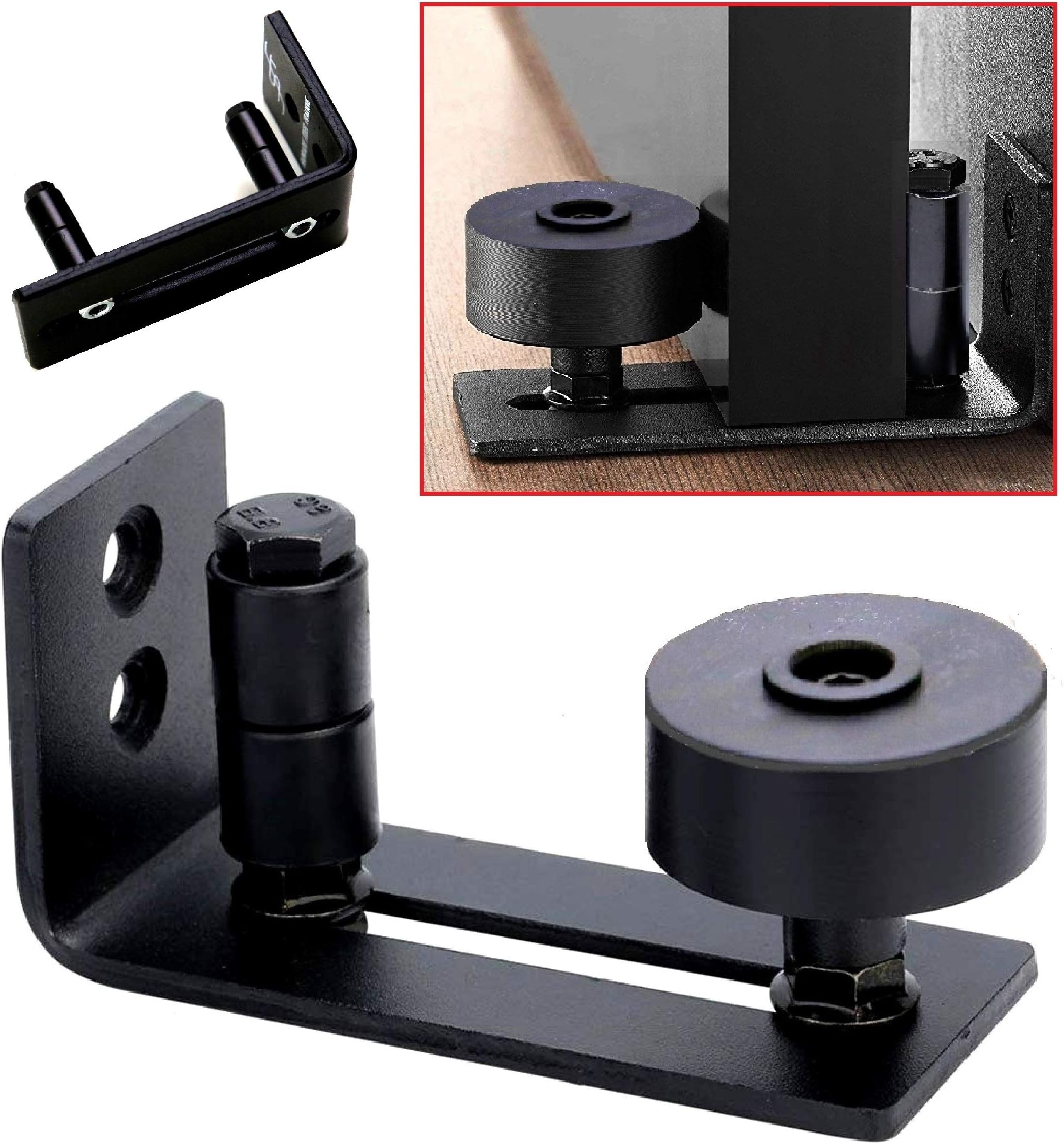Floradis 15 Setup Options Barn Door Guide. Ultra Smooth Ball Bearings Stay Roller Hardware. Completely Flush To Floor. Thin Fully Adjustable Wall Mount Bracket. Scratch-Resistant Wheels