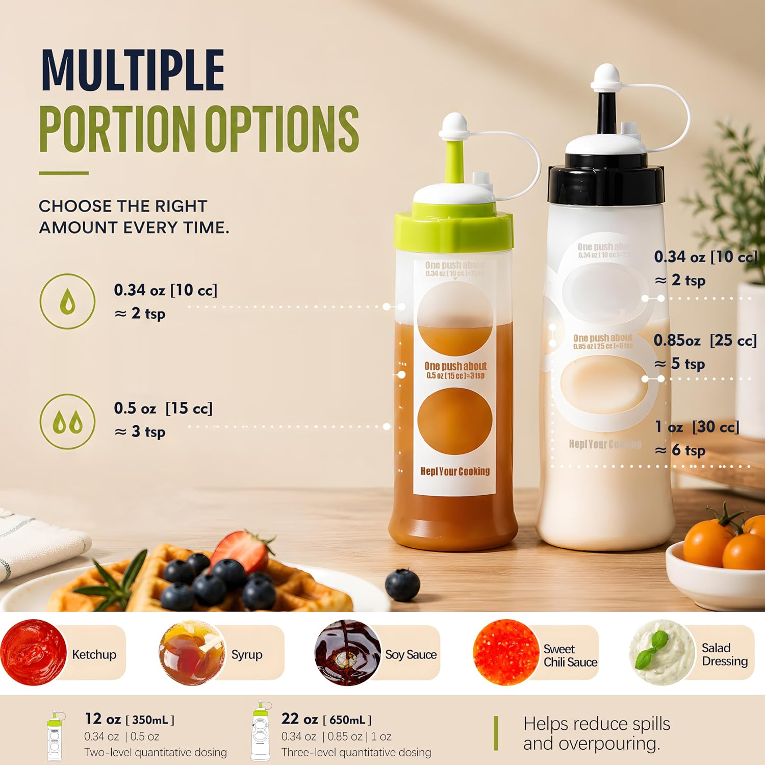 12 oz Condiment Squeeze Bottle with Removable Dosing Insert