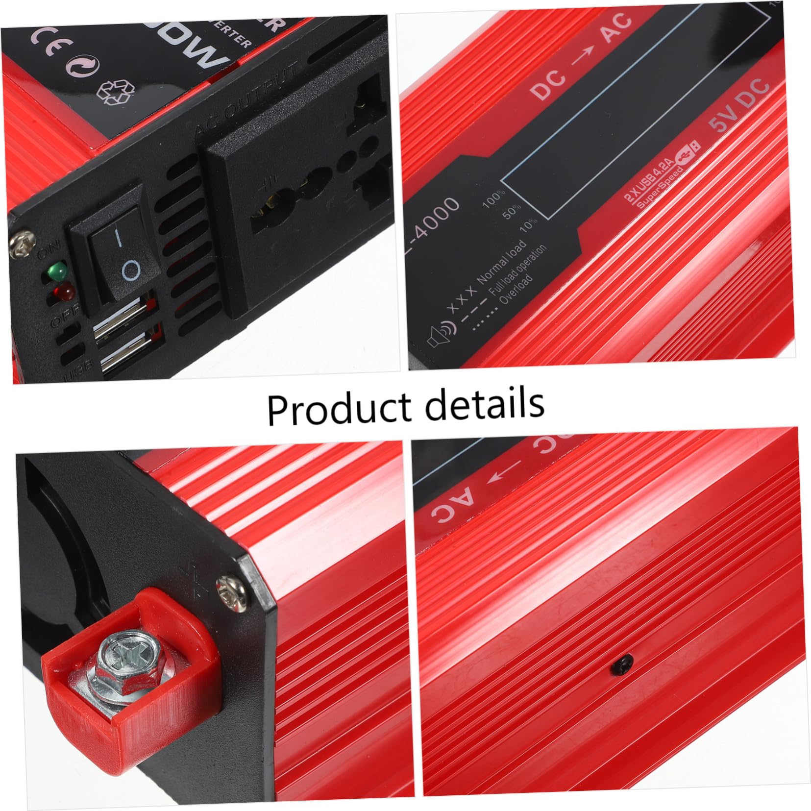Gatuida 1set Inverter Per Auto Con Display Digitale Lcd Doppia Porta Usb Ventola Di Raffreddamento Intelligente Per Camper e Viaggi Su Strada