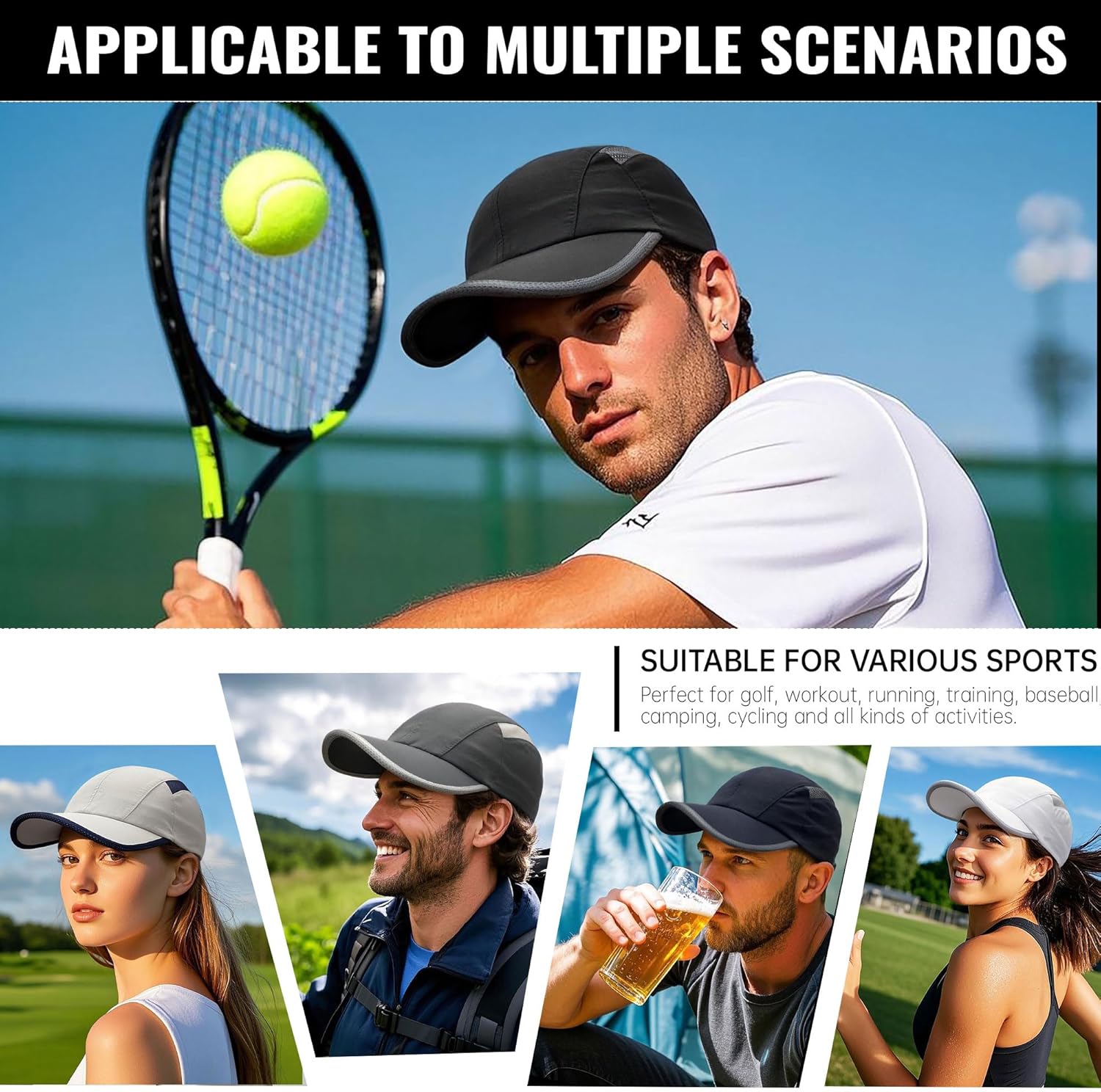 CLAPE Sun Protection Sport Hats Lightweight Breathable Mesh Unstructured Baseball Hat Adjustable Quick Dry Running Hat - Image 6