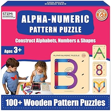 Butterfly EduFields Wooden Alphabets Puzzle Toys for 3 4 5 Year Old Girls Boys | ABC Toys for Kids | Alphabets Numbers Shapes Puzzles | Montessori Activity Kit | Building Blocks for Kids 3+ Years - image, photos