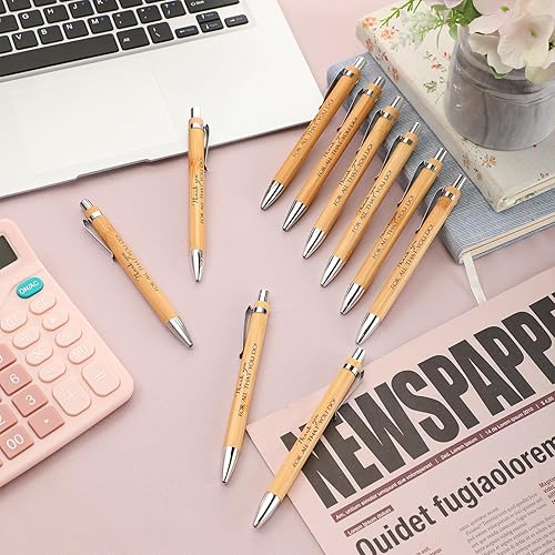 Miniatura 4 de Fuutreo 50 bolígrafos de bambú retráctiles inspiradores a granel, regalo de agradecimiento para empleados, regalo para veterinario, asistente