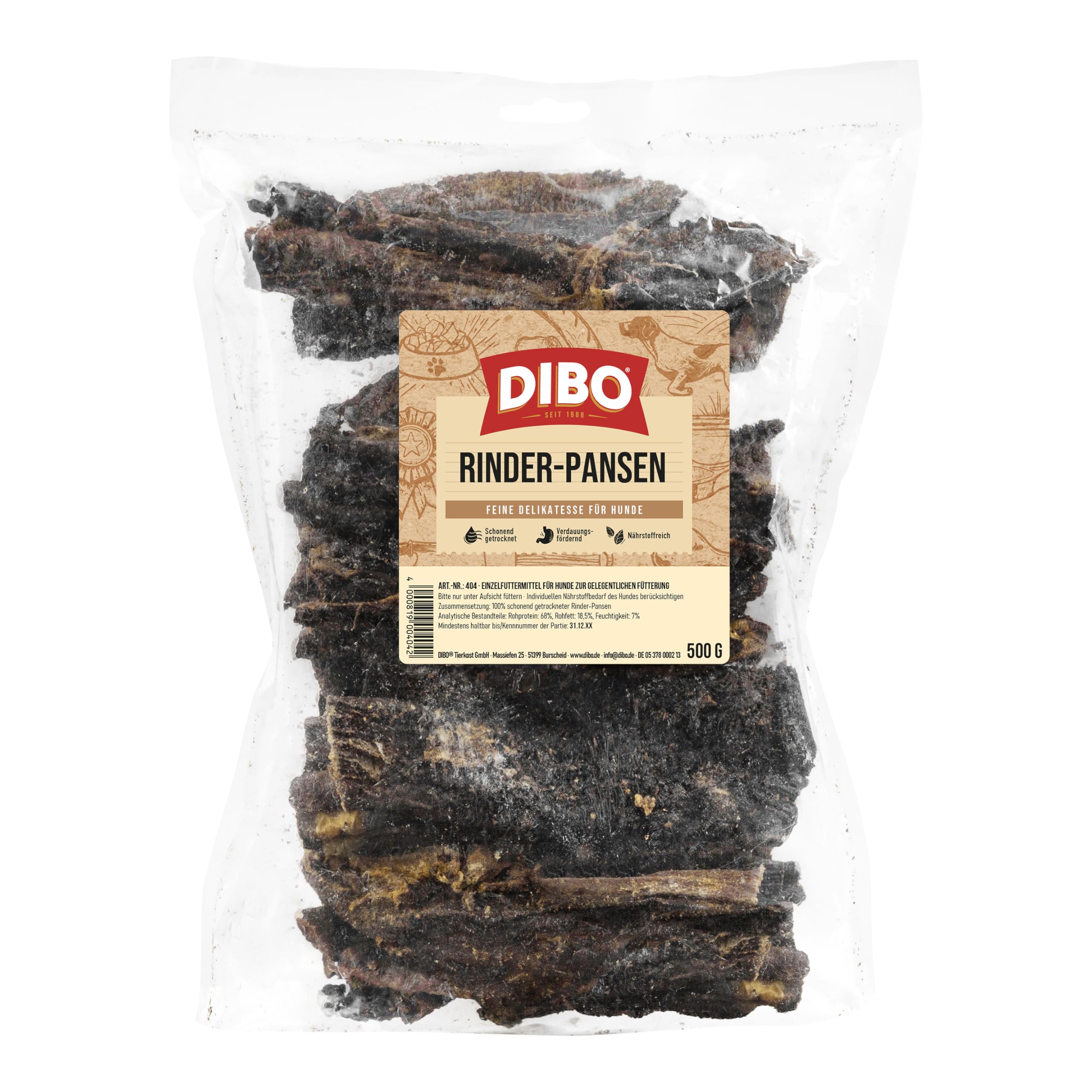 DIBO Rinderpansen, 500g, der kleine Naturkau-Snack oder Leckerli für Zwischendurch, Hundefutter, Qualitätskauartikel ohne Chemie – Ansicht 2