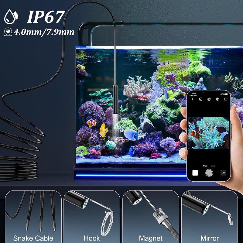Ennovor 1920 HD endoszkóp kamera 8 LED-del, vízálló IP67, 5 méter, Android iOS