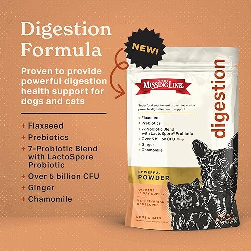 Miniatura 5 de The Missing Link Digestion Superfood Suplemento en polvo para perros y gatos - Fibra, mezcla de 7 probióticos + prebiótico de raíz de achicoria,