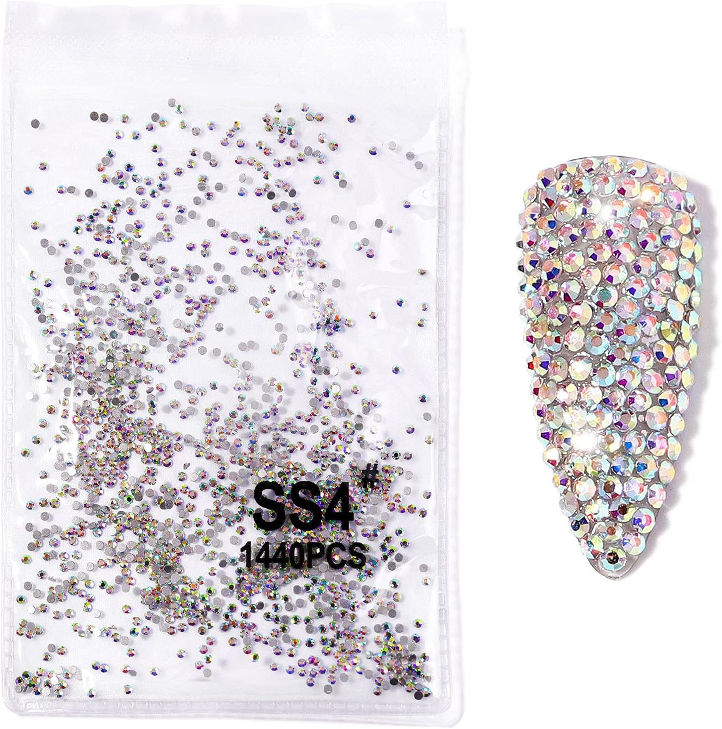 2880Pcs SS4 1.5mm Crystals AB Nail Rhinestones Round Flatback Nail Art Glass Gems Beads Stones for Nails Decoration Jewels Accessories Crafts Eye Makeup Clothes Shoes (2880Pcs SS4)
