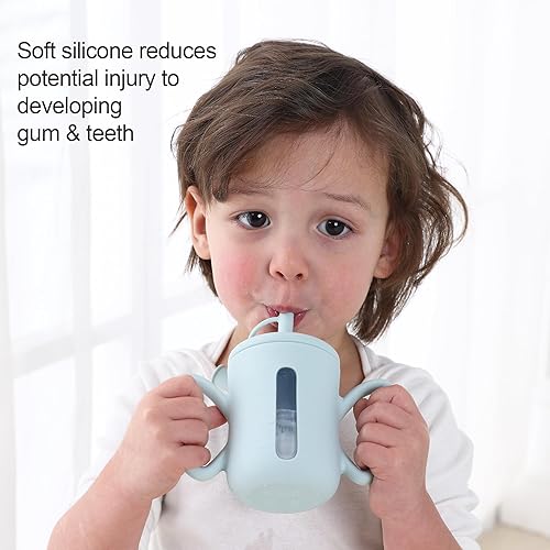 Miniatura 3 de Dommy Taza de entrenamiento de silicona con tapa de popote para bebés de 6 meses y 12 a 18 meses, taza para beber agua para bebés de 6 meses, color