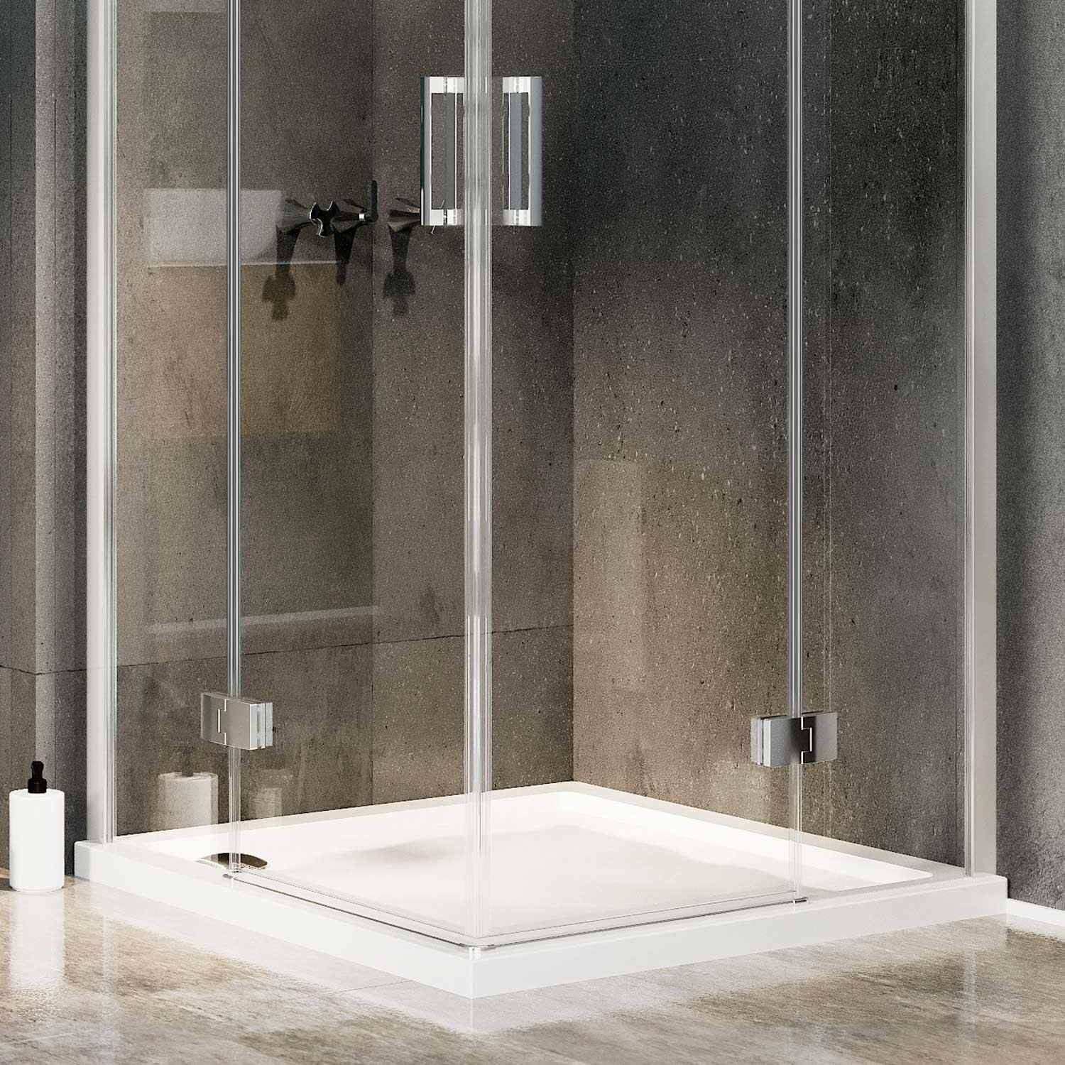 Box Doccia 80x80 CM H190 Trasparente mod. Flip Anta + Anta Ap. Battente