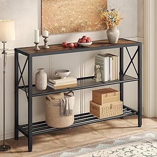 Hoctieon Industrial Console Table, 3 Tier Entryway Table, Hallway Table,...