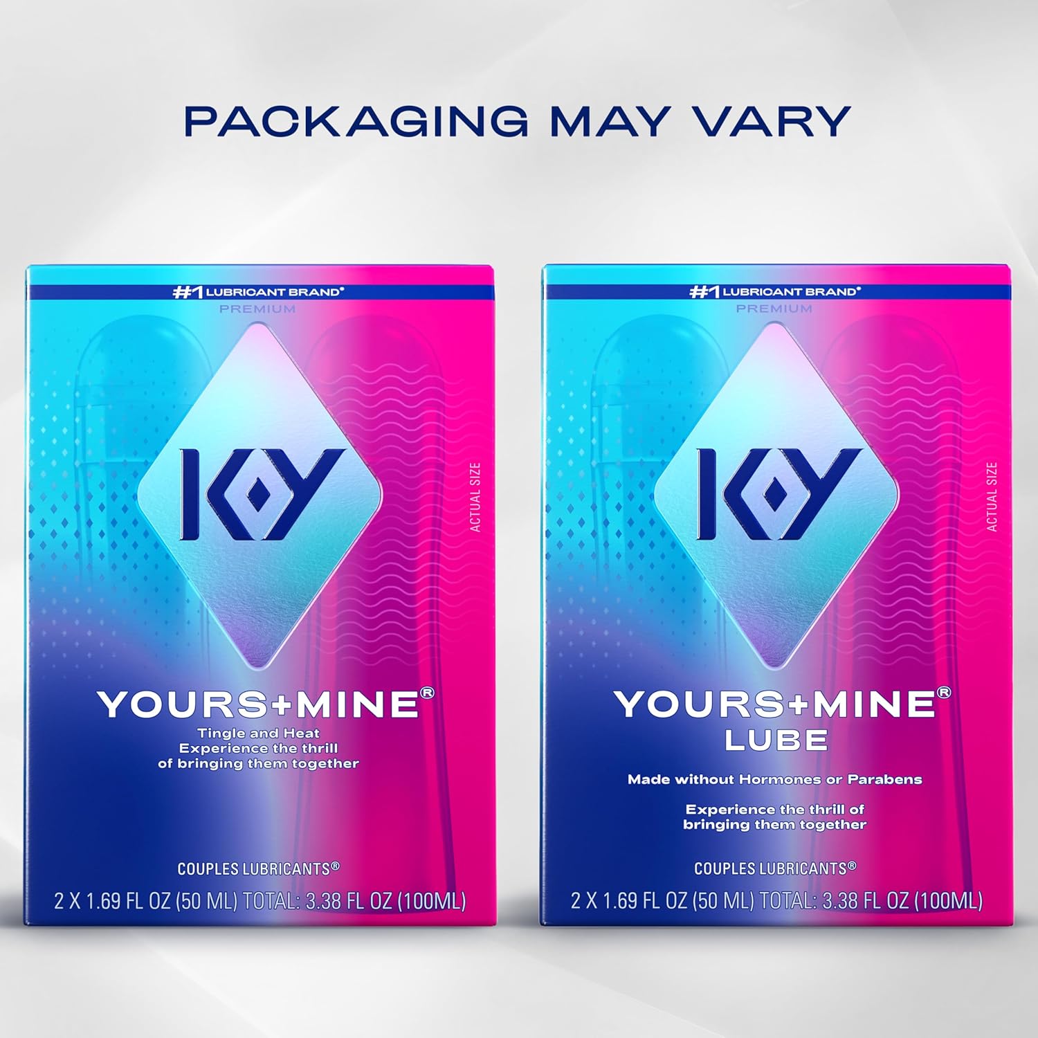 K-Y Yours & Mine Personal Lubricant for Couples, Sensorial Couples Lube, 2 x 1.69 Fl Oz