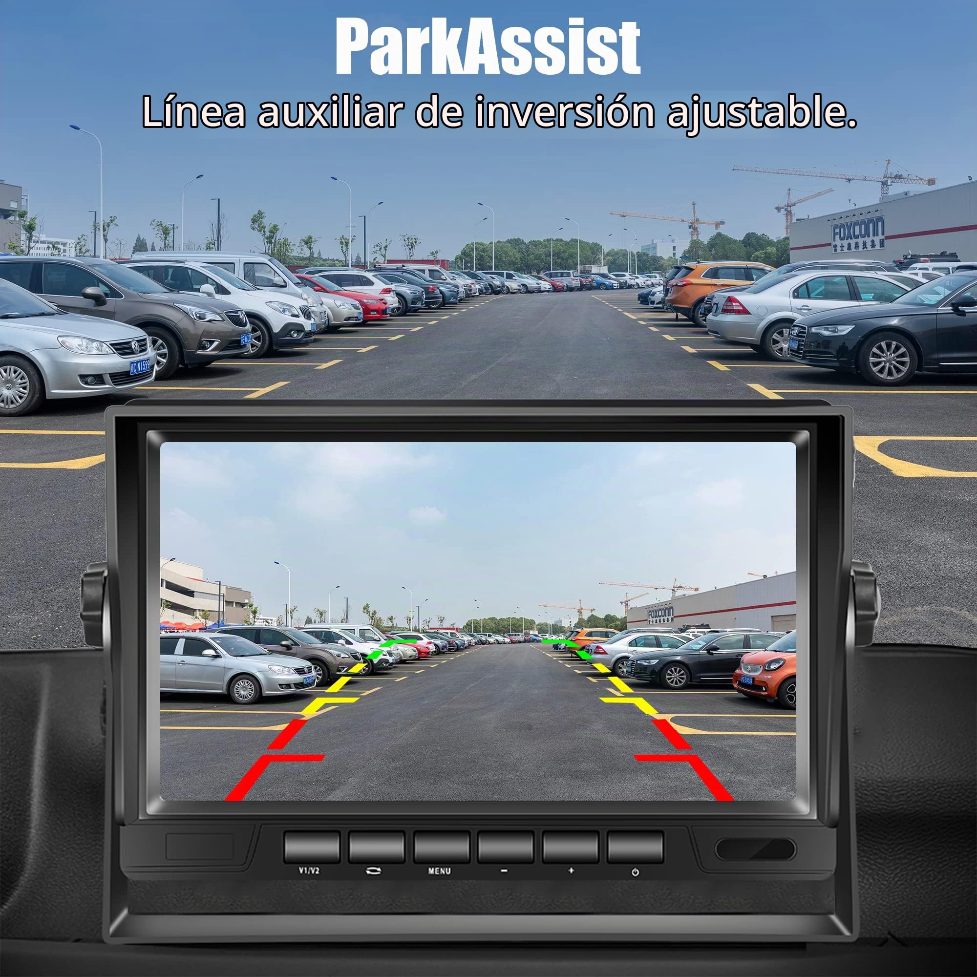 Rimoody Cámara de Marcha Atrás Kit HD 1080P 7'' Monitor IPS y Cámara Trasera Impermeable IP69 Visión Nocturna, Cámara Marcha Atrás con 15 m Cable para Autocaravana/Camión/Furgoneta/Caravana/Remolque