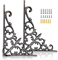 Vista 8 de Z Metnal Soportes decorativos para estantes, 6 x 9 pulgadas, soporte de buzón de metal de hierro forjado fundido, decoración de pared, soporte