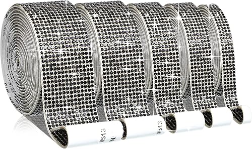 5 rollos de cinta autoadhesiva con diamantes de imitación de cristal para manualidades con diamantes de imitación de 0.079 pulgadas (0.079 in), 4.5