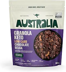Hart's Natural Granola Australia Keto Low Carb Belgian Chocolate | Granola Sem Açucar, Sem Lactose, Sem Glúten, Vegano | 100% Natural | Alto em Fibras | 300g