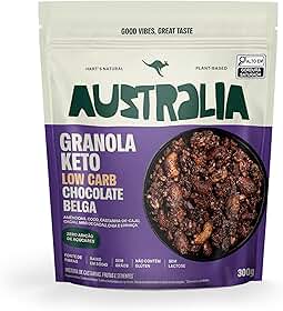 Hart's Natural Granola Australia Keto Low Carb Belgian Chocolate | Granola Sem Açucar, Sem Lactose, Sem Glúten, Vegano | 100% Natural | Alto em Fibras | 300g