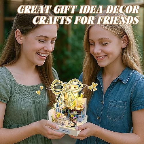 Miniatura 4 de Kit de casa de muñecas en miniatura de Kisoy con muebles, kit de casa de madera 3D de bricolaje con cubierta antipolvo, juguetes de casa pequeña