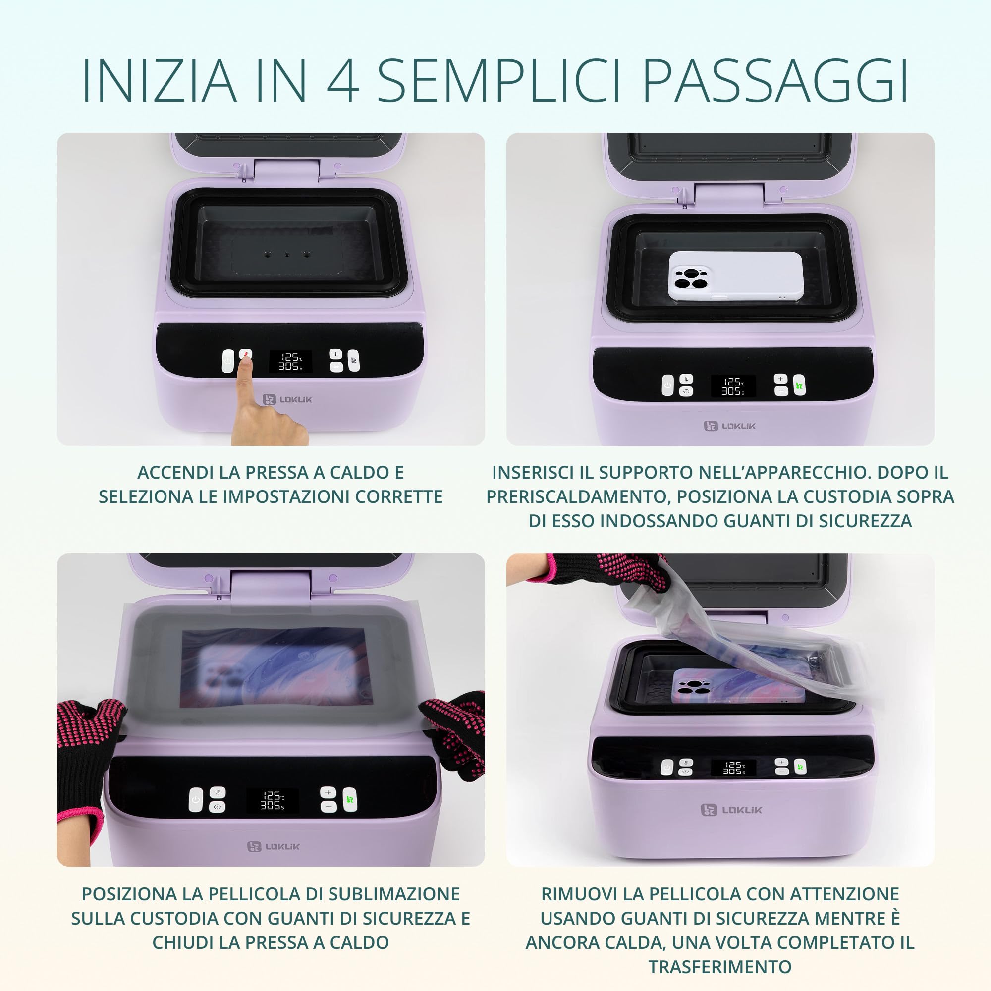 LOKLiK Stampa di calore per custodie telefoniche, badge, coasters & Plus personalizzate - Tecnologia vuota per design wrap-round vibrante, compatibile con iPhone e Android
