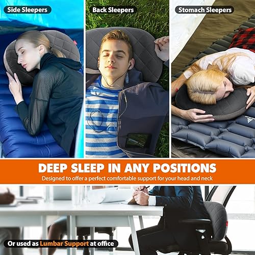 Miniatura 5 de Hikenture Almohada de camping con funda extraíble, almohada inflable ultraligera para dormir, almohadas inflables, almohada de senderismo portátil y