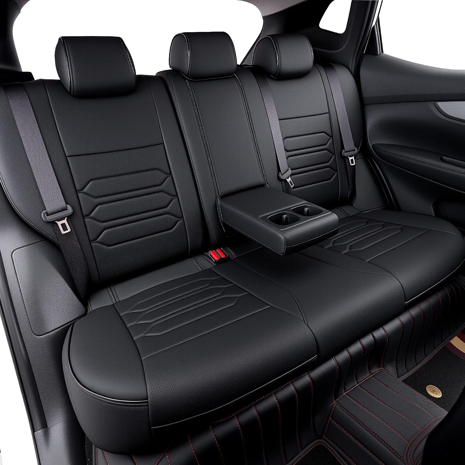 HKZ Custom Fit Rogue Seat Covers for Nissan Rogue Regular 2014 2015 2016 2017 2018 2019 2020 S SV SL(Non-Hybrid&Select Version) - Leatherette (Black)