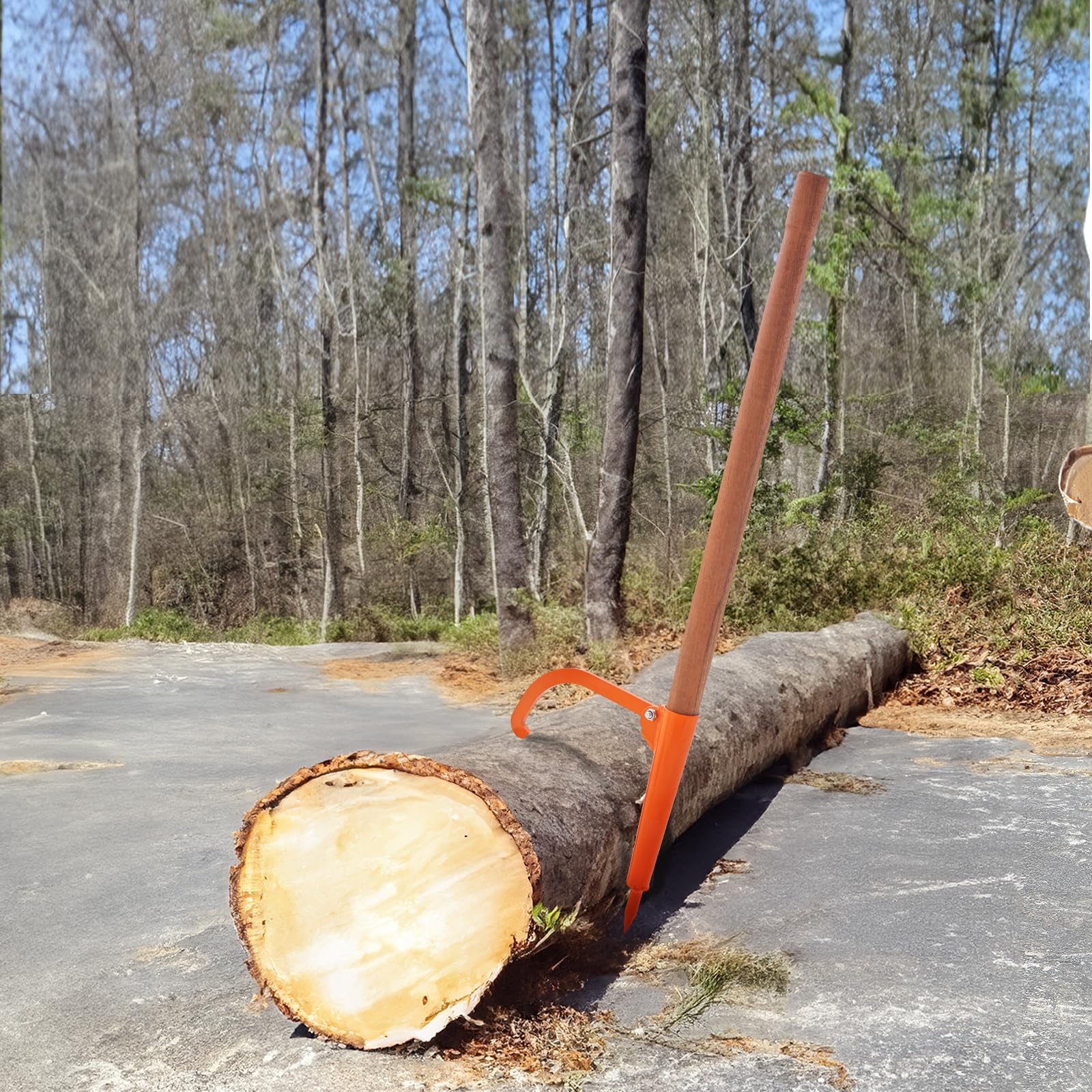 VEVOR Cric à bûches 1180 mm, lève-bûches à Manche en Bois de 45,7 cm, lève-Tronc d'arbre Robuste résistant à la Rouille, Outil d'exploitation forestière, pour Rouler, soulever et Tourner Les bûches