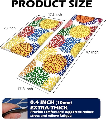 Miniatura 123 de Juego de 2 tapetes de cocina acolchados antifatiga, impermeables, antideslizantes, tapete de espuma viscoelástica, tapete cómodo para fregadero