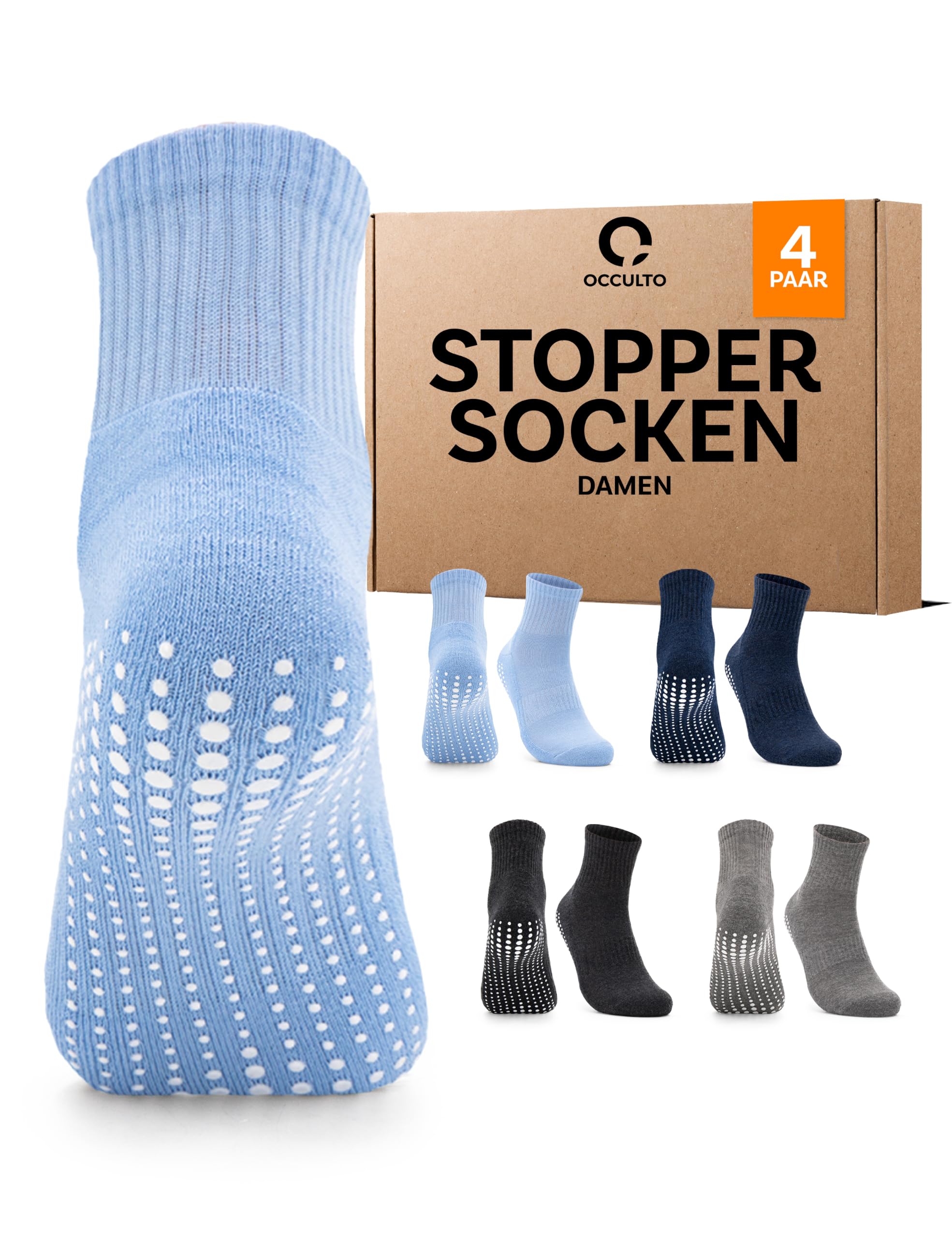 Occulto Damen Stoppersocken 80% Baumwolle 2-4 Paar (Modell: Madeleine)