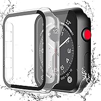 Vista 38 de Misxi [Juego de 2] Funda Impermeable con Botón para Apple Watch SE 2 (2024) Series SE 6 Series 5 Series 4 44mm, Funda de PC Anti-Caída con Protector