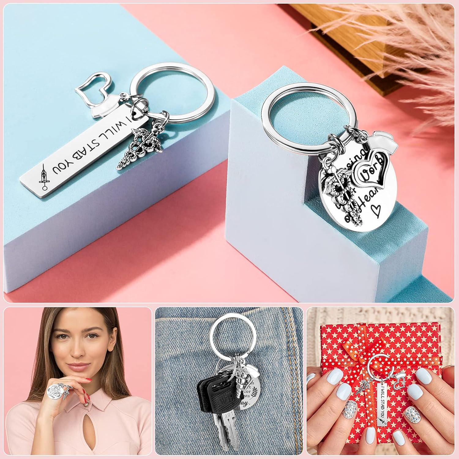 Hicarer 6 Pcs Nurse Keychains Nurse Week Appreciation Gifts Nursing Students Employee Gifts for Medical Doctor Rn Practitioners - Image 7