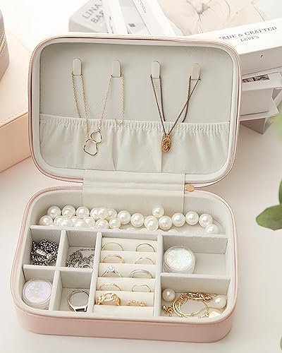 Miniatura 2 de Joyero organizador para viajes, joyería de piel sintética, para aretes, anillos, collares, cajas de regalo de cumpleaños de Navidad para mujeres