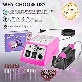 LAVAED Nail Drill Professional Electric Nail File 35000RMP Nail Filer Nails Drill Kit Electric E Filer for Nails with Nail Drill Bits and Sanding Bands and for Acrylic Nail Gel Nail Manicure Pedicure
